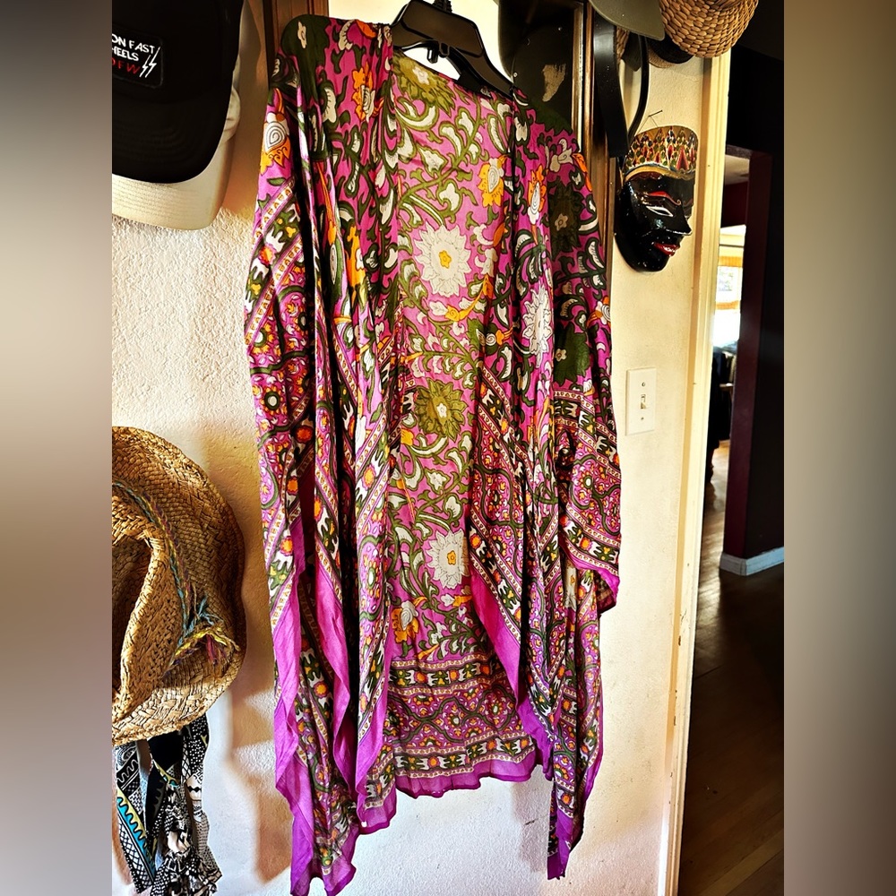 Scarf kimono.  Purple, Gray, green